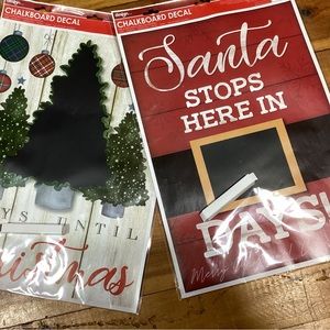 2 new Christmas chalkboard decals peel & stick to wall window appliance mirror